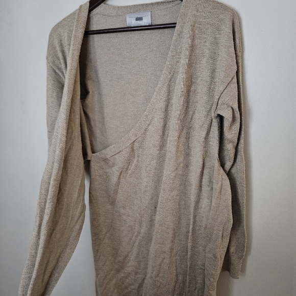 Modern Citizen Front-Wrap Dress Lenese Midi Oatmeal Tan V-Neck Business Casual - Picture 5 of 16